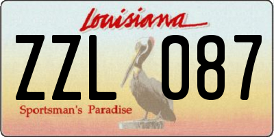 LA license plate ZZL087