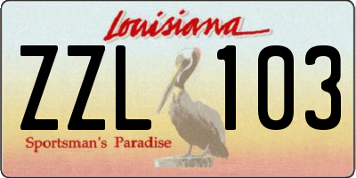 LA license plate ZZL103