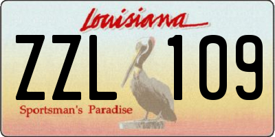 LA license plate ZZL109