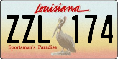 LA license plate ZZL174