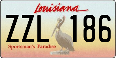 LA license plate ZZL186