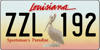 LA license plate ZZL192
