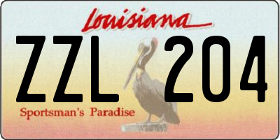 LA license plate ZZL204