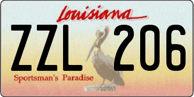 LA license plate ZZL206