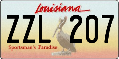 LA license plate ZZL207