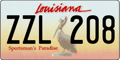 LA license plate ZZL208