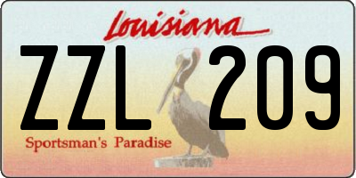 LA license plate ZZL209