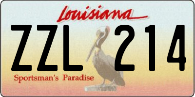 LA license plate ZZL214