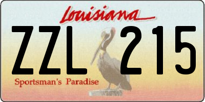 LA license plate ZZL215