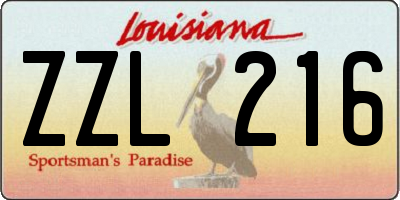 LA license plate ZZL216