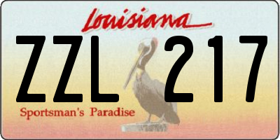 LA license plate ZZL217