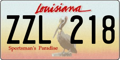 LA license plate ZZL218