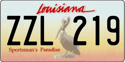 LA license plate ZZL219