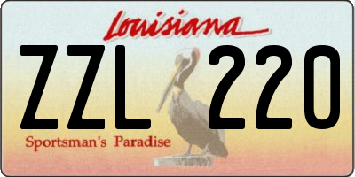 LA license plate ZZL220