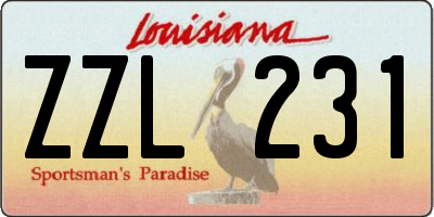 LA license plate ZZL231