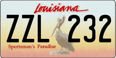 LA license plate ZZL232