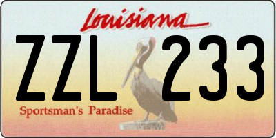 LA license plate ZZL233