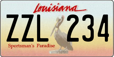 LA license plate ZZL234