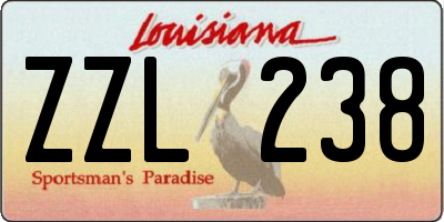 LA license plate ZZL238