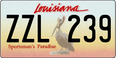 LA license plate ZZL239