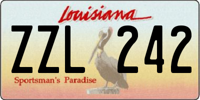 LA license plate ZZL242