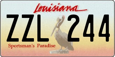 LA license plate ZZL244