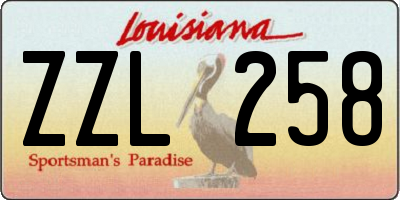 LA license plate ZZL258