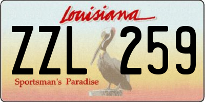 LA license plate ZZL259