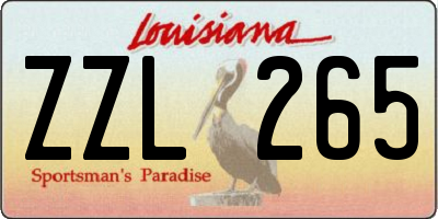 LA license plate ZZL265