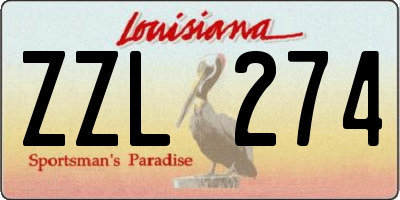 LA license plate ZZL274