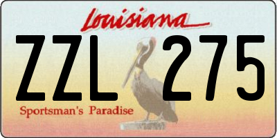 LA license plate ZZL275