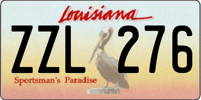 LA license plate ZZL276