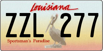 LA license plate ZZL277