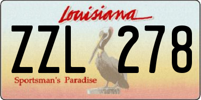 LA license plate ZZL278