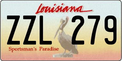 LA license plate ZZL279