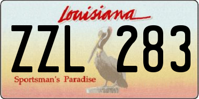 LA license plate ZZL283