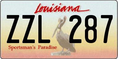 LA license plate ZZL287