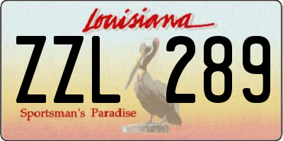 LA license plate ZZL289