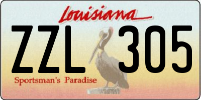 LA license plate ZZL305