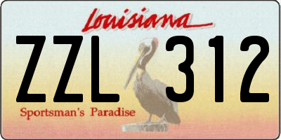 LA license plate ZZL312