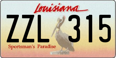 LA license plate ZZL315