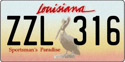 LA license plate ZZL316