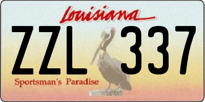 LA license plate ZZL337