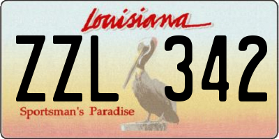 LA license plate ZZL342