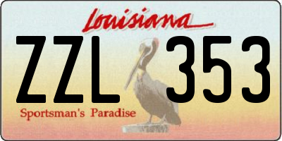 LA license plate ZZL353