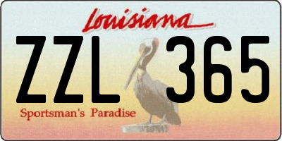 LA license plate ZZL365