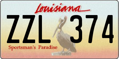 LA license plate ZZL374