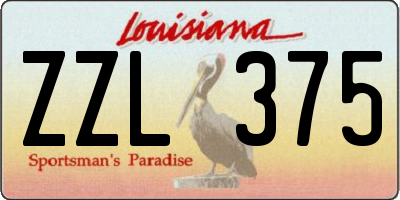 LA license plate ZZL375