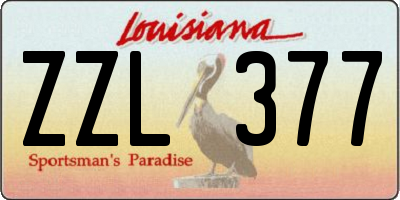 LA license plate ZZL377