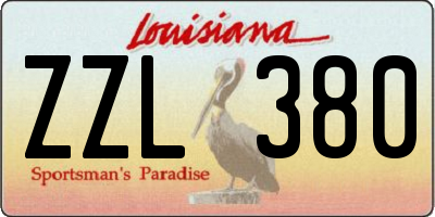 LA license plate ZZL380